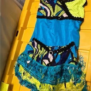 Colorful Kids Dance Costume with Fringe
